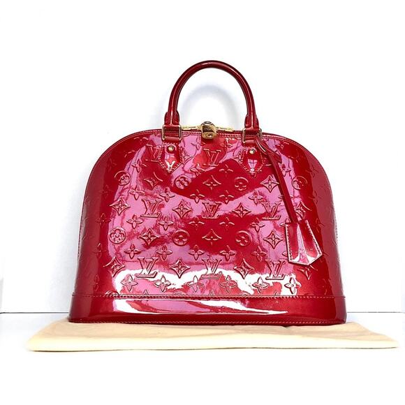 Louis Vuitton Alma GM Rose Red Indien Vernis Monogram Bag - Picture 1 of 13
